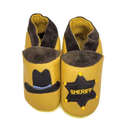 Babies and children soft leather slippers Sheriff