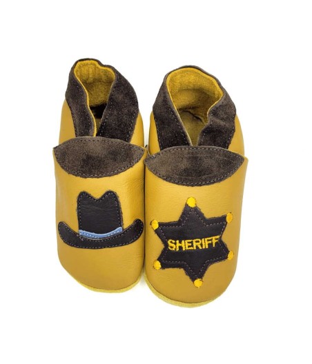 Babies and children soft leather slippers Sheriff