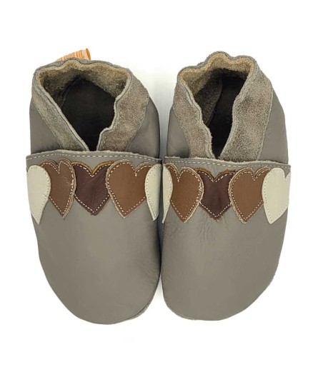 Adult soft leather slippers Hearts of Toffee