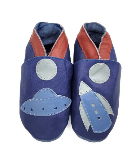 Babies and children soft leather slippers Space Odyssey