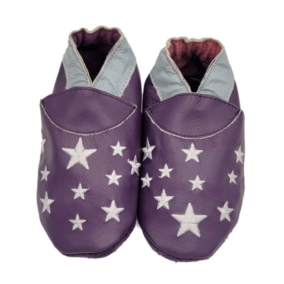 Babies and children soft leather slippers Ah the Night Sky