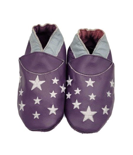 Babies and children soft leather slippers Ah the Night Sky