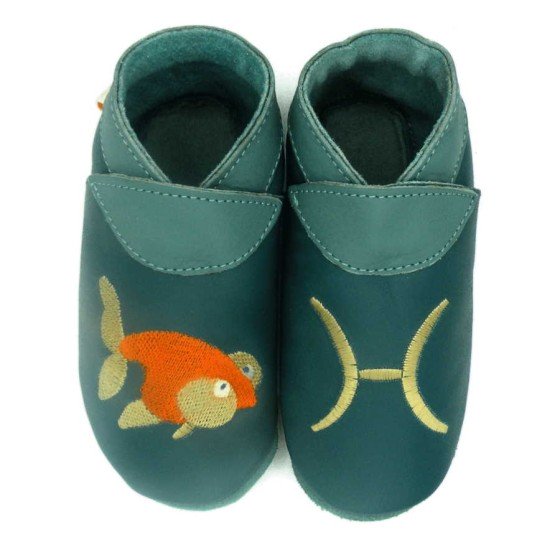 Babies and children soft leather slippers Pisces﻿