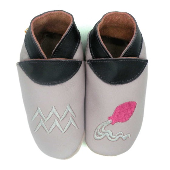 Babies and children soft leather slippers Aquarius﻿