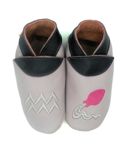 Babies and children soft leather slippers Aquarius﻿