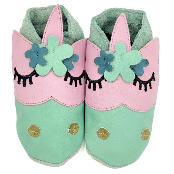 Adult soft leather slippers Flower Power