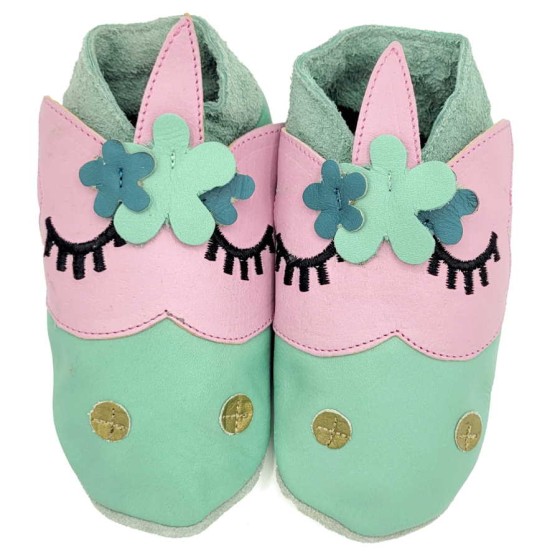 Babies and children soft leather slippers Flower Power