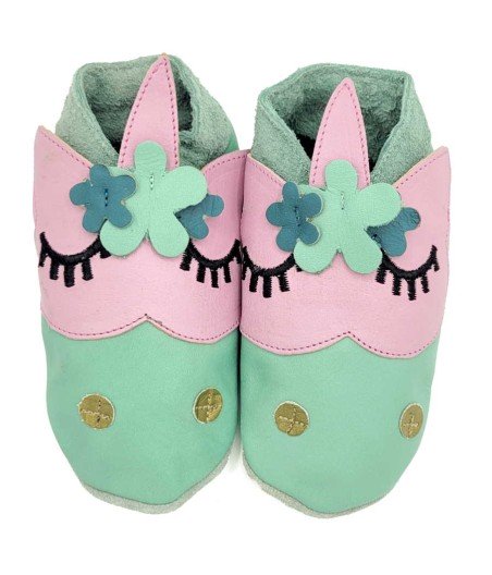 Babies and children soft leather slippers Flower Power