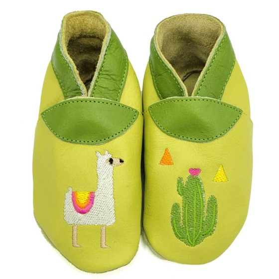 Babies and children soft leather slippers My little Lama﻿