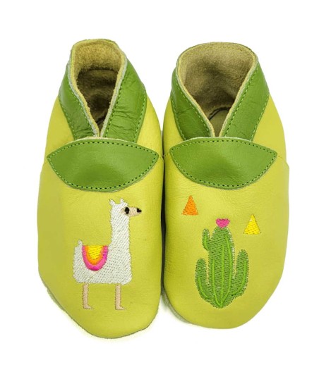 Chaussons en cuir souple bébé et enfant Mon petit Lama