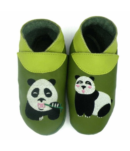 Chaussons en cuir souple adulte Pandaman