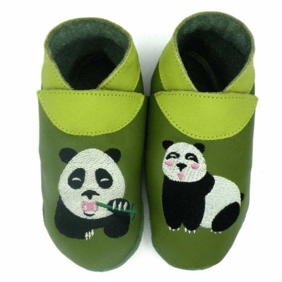 Babies and children soft leather slippers Pandaman