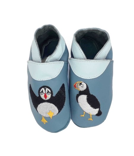 Chaussons en cuir souple bébé et enfant Macareux