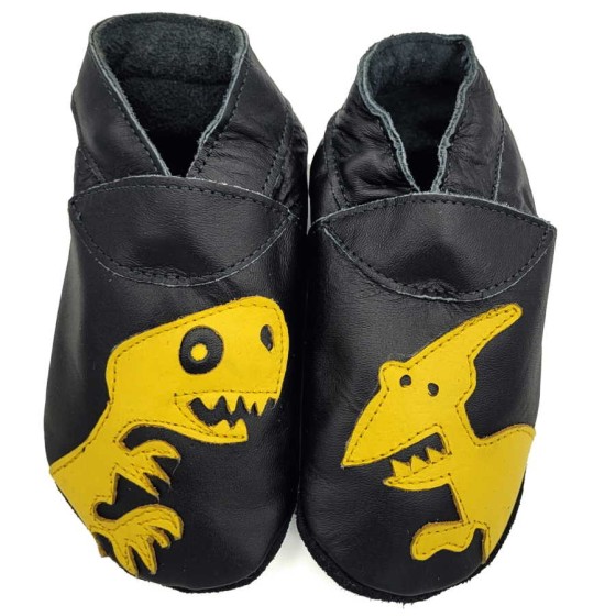 Babies and children soft leather slippers Dinotastic