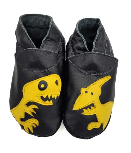 Babies and children soft leather slippers Dinotastic