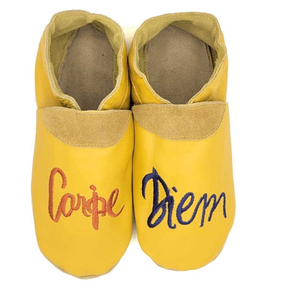 Adult soft leather slippers Carpe Diem