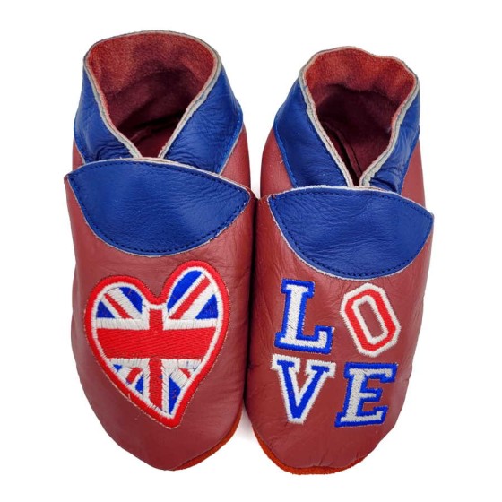Chaussons en cuir souple bébé et enfant Love London