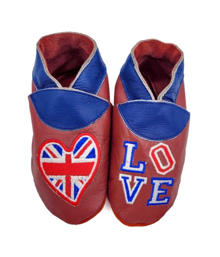 Babies and children soft leather slippers Love London