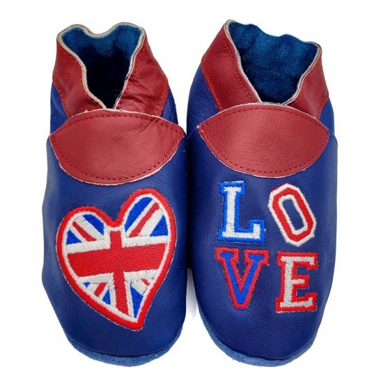 Chaussons en cuir souple bébé et enfant English Blues