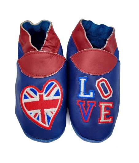 Chaussons en cuir souple bébé et enfant English Blues