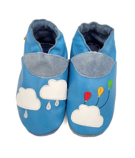 Chaussons en cuir souple bébé et enfant Nuage en fête