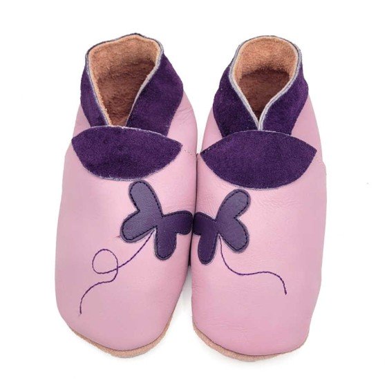 Babies and children soft leather slippers Chasing Butterflies