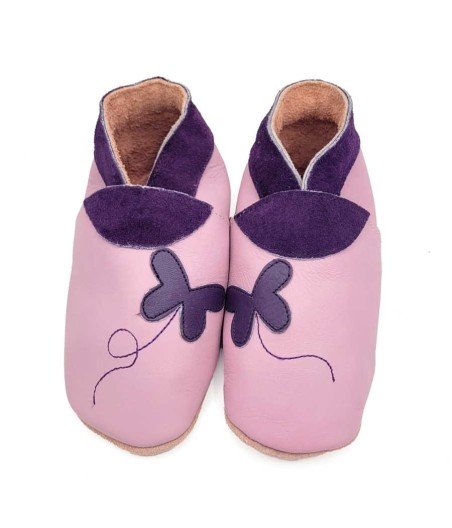 Babies and children soft leather slippers Chasing Butterflies