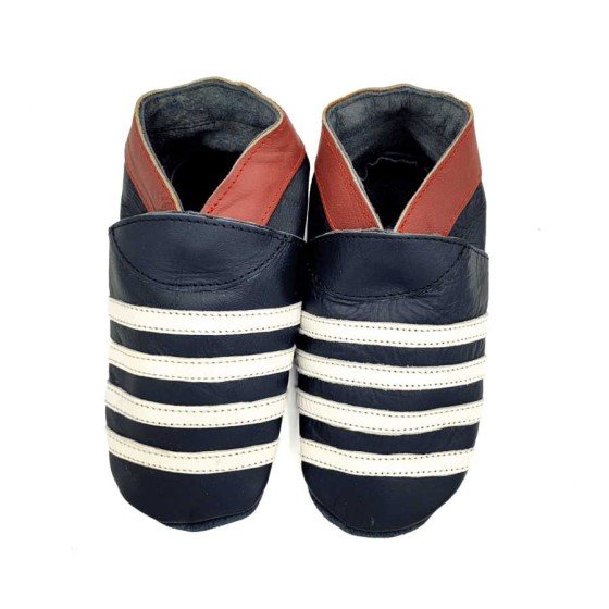 Chaussons en cuir souple bébé et enfant Marinière