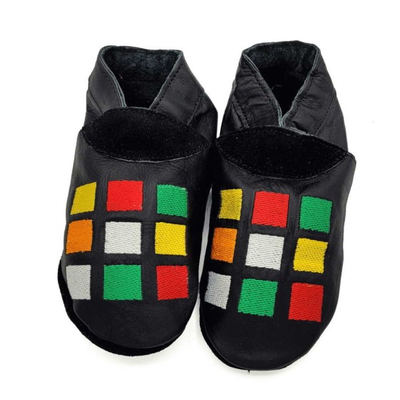Babies and children soft leather slippers Squares