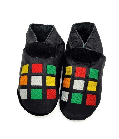 Babies and children soft leather slippers Squares