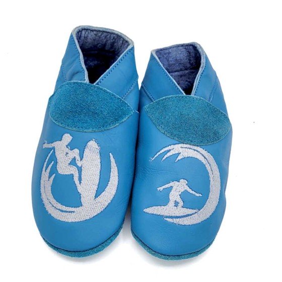 Babies and children soft leather slippers Surfer