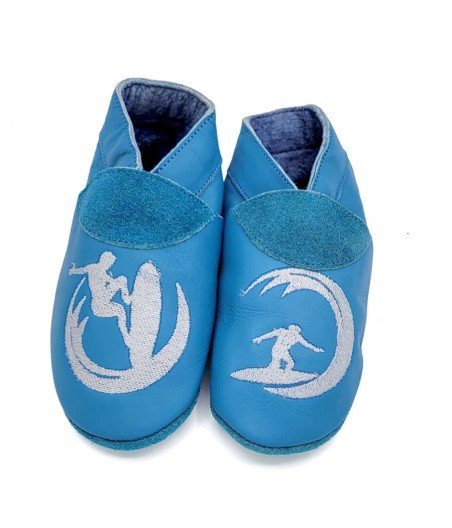 Babies and children soft leather slippers Surfer