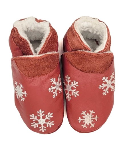 Adult soft leather slippers Snowflakes﻿