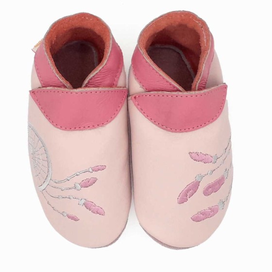 Babies and children soft leather slippers ﻿Dream catcher﻿